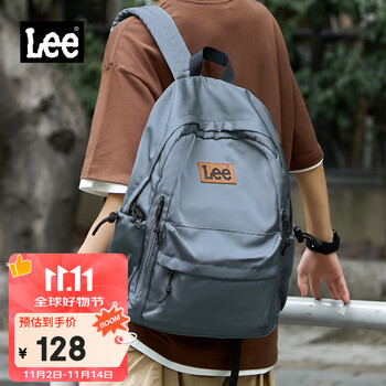 Lee 双肩包男潮牌大容量电脑包初高中旅游背包大学生书包女 灰蓝色