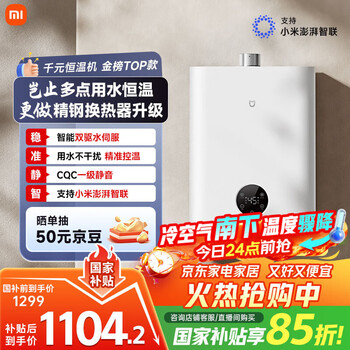 国家补贴、以旧换新：米家 MIJIA 小米双驱水伺服恒温S10 16升智能燃气热水器 一级静音 MJ05
