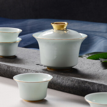 华光国瓷华青瓷茶具套装功夫茶具盖碗泡茶杯梦幻尚合青之梦6头