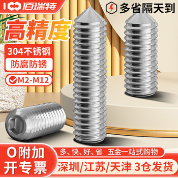 304不锈钢尖端紧定DIN914顶丝尖头机米内六角螺钉无头基米螺丝钉 M2*4【50粒】