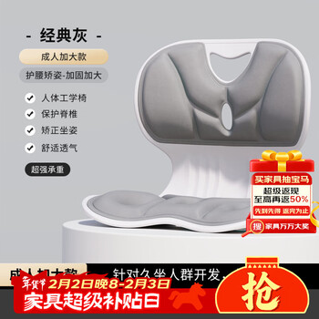 树浩床上靠背椅护腰靠背垫矫姿坐垫办公室单人懒人沙发飘窗靠椅哺乳椅 加固加大款【护腰矫姿】经典灰