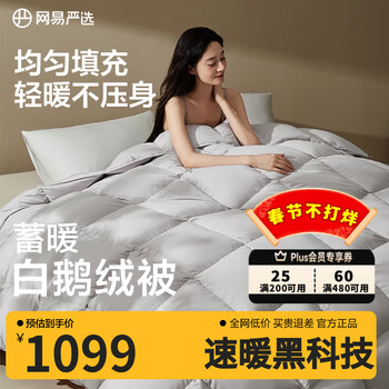 网易严选鹅绒被子羽绒被50%白鹅绒 中国大鹅 蓄暖抗菌冬被 1000g 2*2.3m