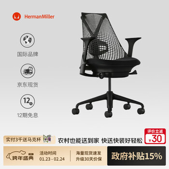 赫曼米勒（HERMAN MILLER）Sayl电脑椅带腰托人体工学椅 黑色