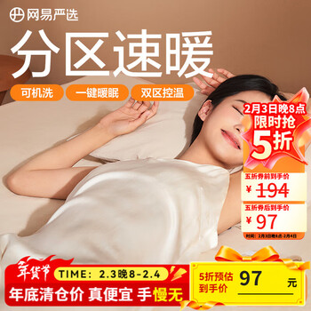 网易严选 电热毯抗菌双人电褥子双温双控除螨除湿自动断电家用电暖毯子 【珊瑚绒可水洗款】卡其纯色 180cm*80cm