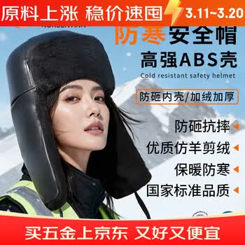 诺瑞斯安冬季棉安全帽 国标高强度ABS加厚防砸保暖防寒户外加绒帽冷冻库工地劳保雷锋帽 安全棉帽 护耳豪华款