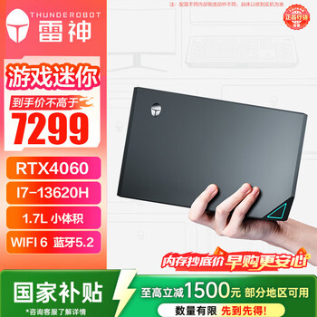雷神（ThundeRobot）MIX 高性能游戏电竞设计台式电脑mini主机(13代i7-13620H RTX4060 16G 512G  )三角洲AI openclaw