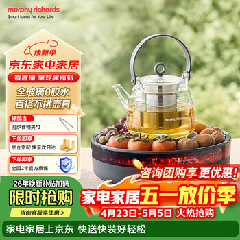 摩飞电器（Morphyrichards）全玻璃养生壶 多功能围炉煮茶电陶炉煮茶器煮茶炉多功能泡茶蒸茶器不挑器具360°环状煨烤MR6096灰