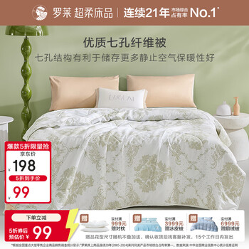 罗莱家纺夏凉被子可水洗空调被亲肤裸睡单双人抗菌被芯薄被 【透气亲肤+可水洗】七孔被 220*250cm 夏被