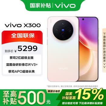 vivo X300 12+512G 幸运彩 国家补贴 蓝晶x天玑9500 6040mAh电池 蔡司2亿超级主摄 手机【移动补贴】