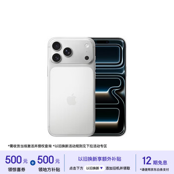 Apple/苹果【需现场激活】 iPhone 17 Pro Max 512GB 银色 支持移动联通电信5G 双卡双待【电信补贴】