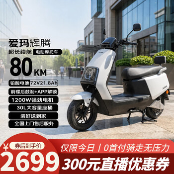 爱玛电动摩托车 辉腾爱玛2026新款电动车自营京东夏季电瓶车长续航爱玛电动车官方旗舰店京东电摩618白