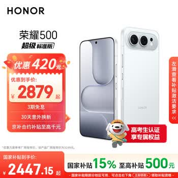 荣耀500焕新版 超级标准版 肖战同款 2亿人像全能实况 青海湖电池 5G AI 学生 拍照手机 12+512月光银