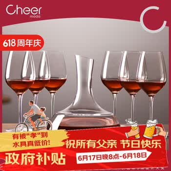 启尔（Cheer）红酒杯套装高脚杯 欧洲进口水晶玻璃杯酒具葡萄酒杯醒酒器套装