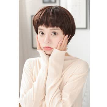 现货蘑菇头假发女短发锅盖头假发头套欧美 黑色