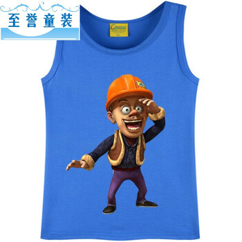 超人衣服儿童装儿童背心衣服儿童夏季背心无袖背心 光头强 宝蓝色款