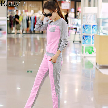 
                                        RQQV 卫衣女韩版大码圆领套头运动服休闲套装女长袖886 .红色 3XL                