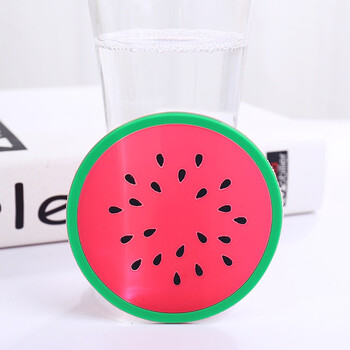 泽熙(zexi) 缤纷果冻色水果图案杯垫圆形防滑隔热杯子垫硅胶茶杯垫小
