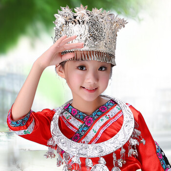 新款少数民族女土家族苗族银饰女童苗银头饰项圈表演摄影饰品 苗银