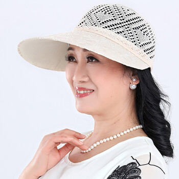 大沿女士遮阳帽春夏季中老年防晒太阳帽时尚中年妈妈帽凉帽女 款式二