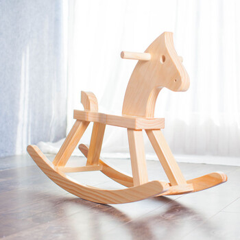 儿童小木马摇摇马实木宝宝1-6岁生日礼物幼儿园玩具木质木马 原木色