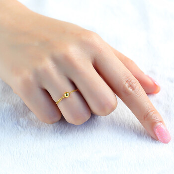 【老凤凰】18k黄金转运珠戒指女玫瑰金彩金软链条式圆珠au750无名指