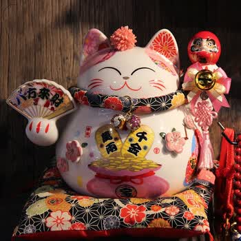 开业礼品创意猫日式店铺收银台摆件陶瓷家居实用装饰品jq1 8寸-八方来