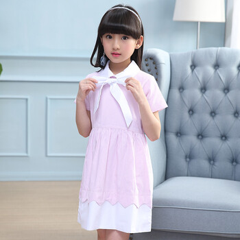 连衣裙夏季裙子2018新品儿童夏装韩版中大童蝴蝶结细条纹女孩裙5-12岁