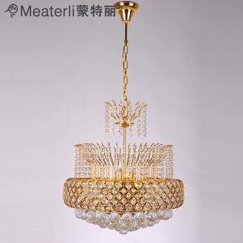 蒙特丽 金黄色水晶吊灯94036-500 豪华餐厅灯客厅灯卧室灯具(B) 大号 500*500mm