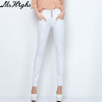 MS.HIGHS 2016加绒加厚牛仔秋冬新款修身显瘦可外穿小脚打底裤女9902 白色 27