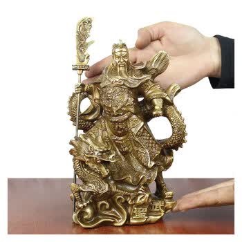 宇卓铜器 纯铜关公 黄铜关公 武财神 铜像 工艺品 开业礼品摆件 踩龙
