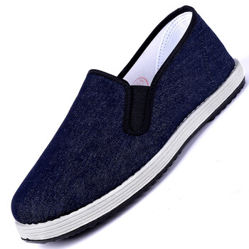 马云同款男牛仔布鞋平遥传统千层底中国风午塘开车单鞋 蓝色 41