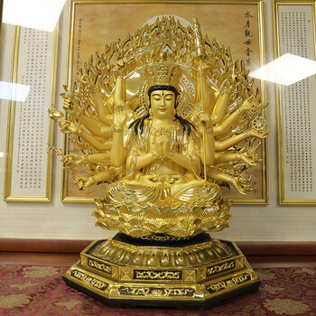 逸福林 纯铜鎏金准提佛母像结缘装藏准提菩萨佛像家用礼佛供奉佛像
