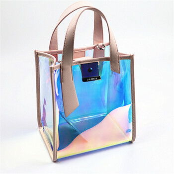 夏季新款皮尔卡丹水桶包女时尚百搭新款2018新款单肩斜挎水桶包镭射包