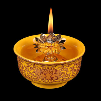 佛前长明灯食用油灯莲花佛灯液体酥油供灯植物油菜籽油灯玉米油灯 真