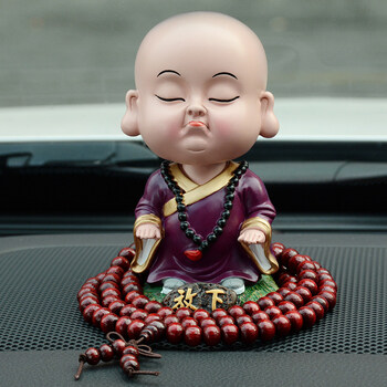 创意摇头汽车摆件弥勒佛小和尚可爱公仔小车载饰品车内