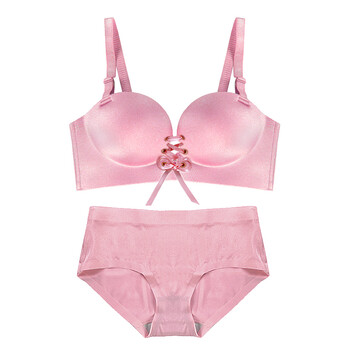 内衣套装女文胸聚拢无钢圈收副乳防下垂性感夏季小胸半杯上托胸罩