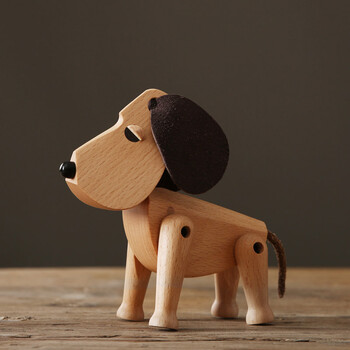 (phialee) 北欧风格 木制摆件木雕木偶家居饰品客厅软装摆件 木偶狗狗