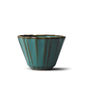 景德镇粗陶手工古绿功夫茶杯 主人莲花杯