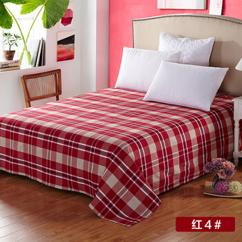 恒源祥格子全棉床单 纯棉老粗布床单单件 加厚单人学生双人 红4# 1.