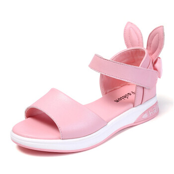 女童凉鞋鱼嘴2018新款夏季儿童休闲公主鞋中大童学生凉鞋 粉色 36