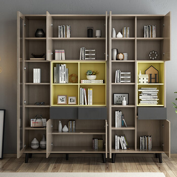 美百伦 北欧轻奢两门书柜 客厅书房现代实木简约风格三门五门储物柜