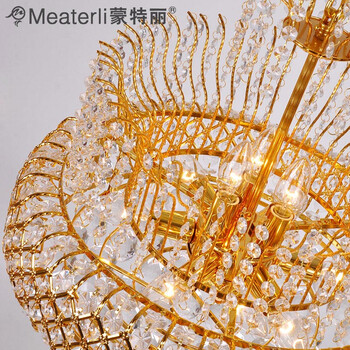 蒙特丽 金黄色水晶吊灯94036-500 豪华餐厅灯客厅灯卧室灯具(B) 大号 500*500mm