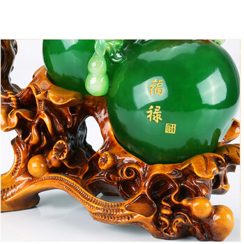 
                                        雅约 貔貅葫芦摆件客厅酒柜装饰品办公室开业礼品送礼工艺品 小号  绿色                