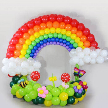 气球拱门六一儿童节气球装饰气球布置满月宴生日宴上门布置 彩虹主题
