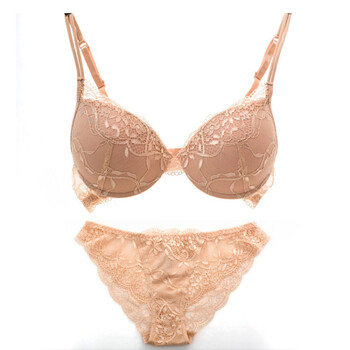 文胸套装性感蕾丝收副乳女聚拢深v调整型小胸本命年品牌夏 肤色 70a