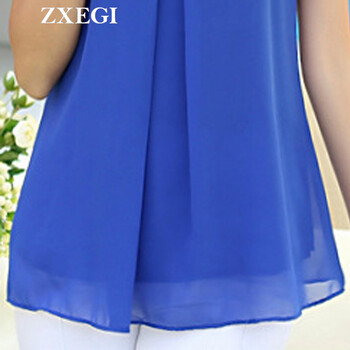 
                                        ZXEGI女装 2016夏季新款韩版大码圆领雪纺衫 X591 深蓝色 3XL                