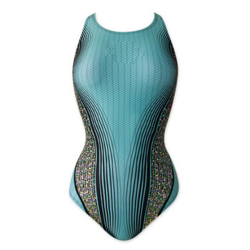 女士白色竞技比赛三角连体游泳衣三角连体游泳衣 孔雀蓝 m(85)