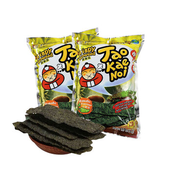 泰国进口休闲零食品 小老板脆紫菜炸海苔片 多口味网红紫菜32g 芥末味