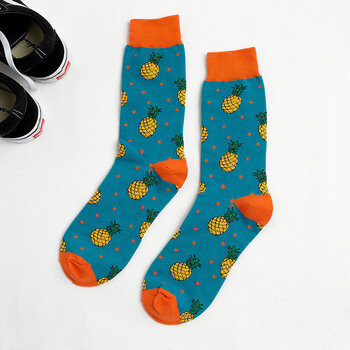 欧美街头创意水果个性男士高筒长袜子嘻哈彩色袜子潮 菠萝 均码(建议