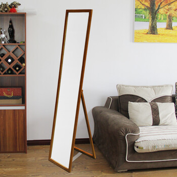 玉晶 实木穿衣镜支架落地镜 长镜子全身镜支架镜立体试衣镜显瘦 深
